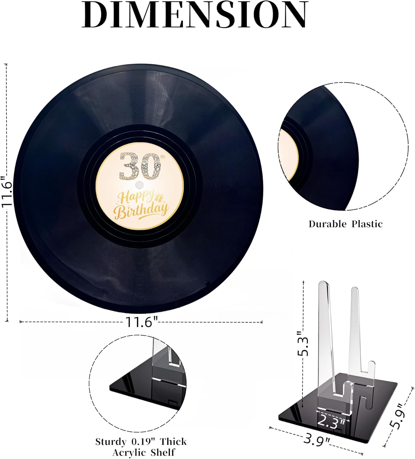 REEGII Vinyl Record Style Birthday Guest Book for Birthday Decorations - Large 11.6"x11.6" Sign-In Poster with 12 Pens | Unique Keepsake Gift for Birthday Party Decor (Happy Birthday, Golden, 11.6"L x 11.6"W)