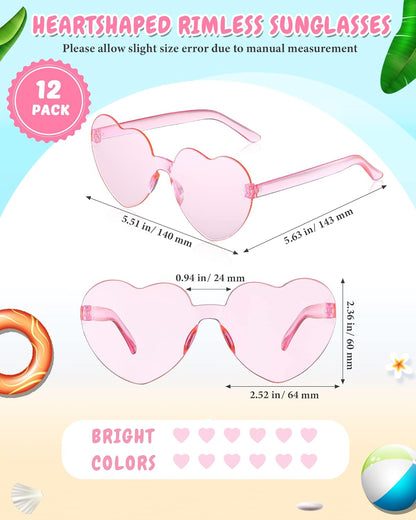 Kanayu 12 Pcs Mixed Style Rimless Sunglasses Retro Party Favors Eyewear for Bachelor Party Photoshoot Costume Accessories