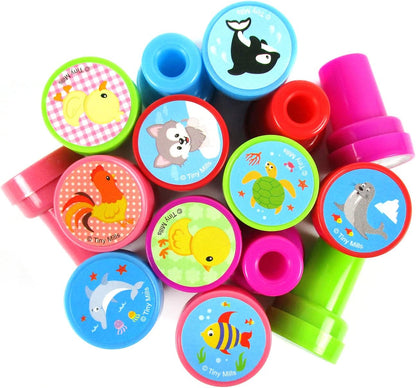 TINYMILLS 60 Pcs Animals Assorted Stampers for Kids with 60 Different Designs Party Favor Goodie Bag Prizes Classroom Rewards Pinata Filler Arts and Crafts for Kids