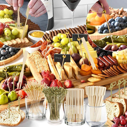 400 Cocktail Picks Bamboo Skewers for Appetizers,Fancy Toothpicks for Appetizers 4.7"Eco-Friendly Cocktail Toothpicks for Food Sticks Party Drinks,Food Picks for Charcuterie Boards Accessories