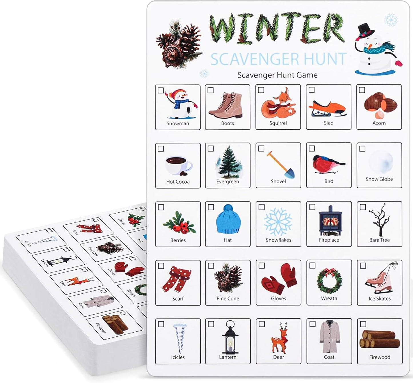 Hoolerry 30 Pcs Nature Scavenger Hunt for Kids Road Trip Game Car Spring Summer Easter Scavenger Hunt Cards Travel Activities Camping Games Outdoor Indoor Seek Activity for Kids Adults(Nature)