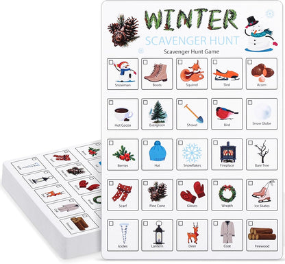 Hoolerry 30 Pcs Nature Scavenger Hunt for Kids Road Trip Game Car Spring Summer Easter Scavenger Hunt Cards Travel Activities Camping Games Outdoor Indoor Seek Activity for Kids Adults(Nature)