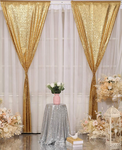 Poise3EHome Black Sequin Backdrop Curtains, 2 Panels 2FTx8FT Glitter Photo Booth Backdrop for Halloween Birthday Bachelorette Wednesday Twilight Party Decorations