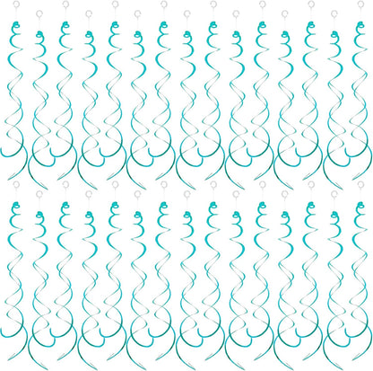 30 Pieces Hanging Swirl Party Decorations Foil Decorations Ceiling Swirl Spiral Hanging Plastic Streamer for Ceiling Birthday Graduation Wedding Celebration Baby Shower Party Supply (Black)