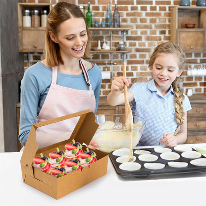 Jucoan 50 Pack Kraft Cupcake Box with Insert and Window Hold 6 Standard Cupcake, Food Grade Cupcake Carrier Container, Brown Bakery Box for Pastry, Cookies, Small Cake, Desserts Treat