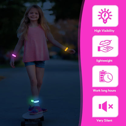 esonstyle 6 PCS LED Glow Bracelets, Night Safety Light Up Bracelets for Kids - Glow in The Dark Party Favors for Halloween, Christmas, Concerts, Festivals, Sports, Camping, Green