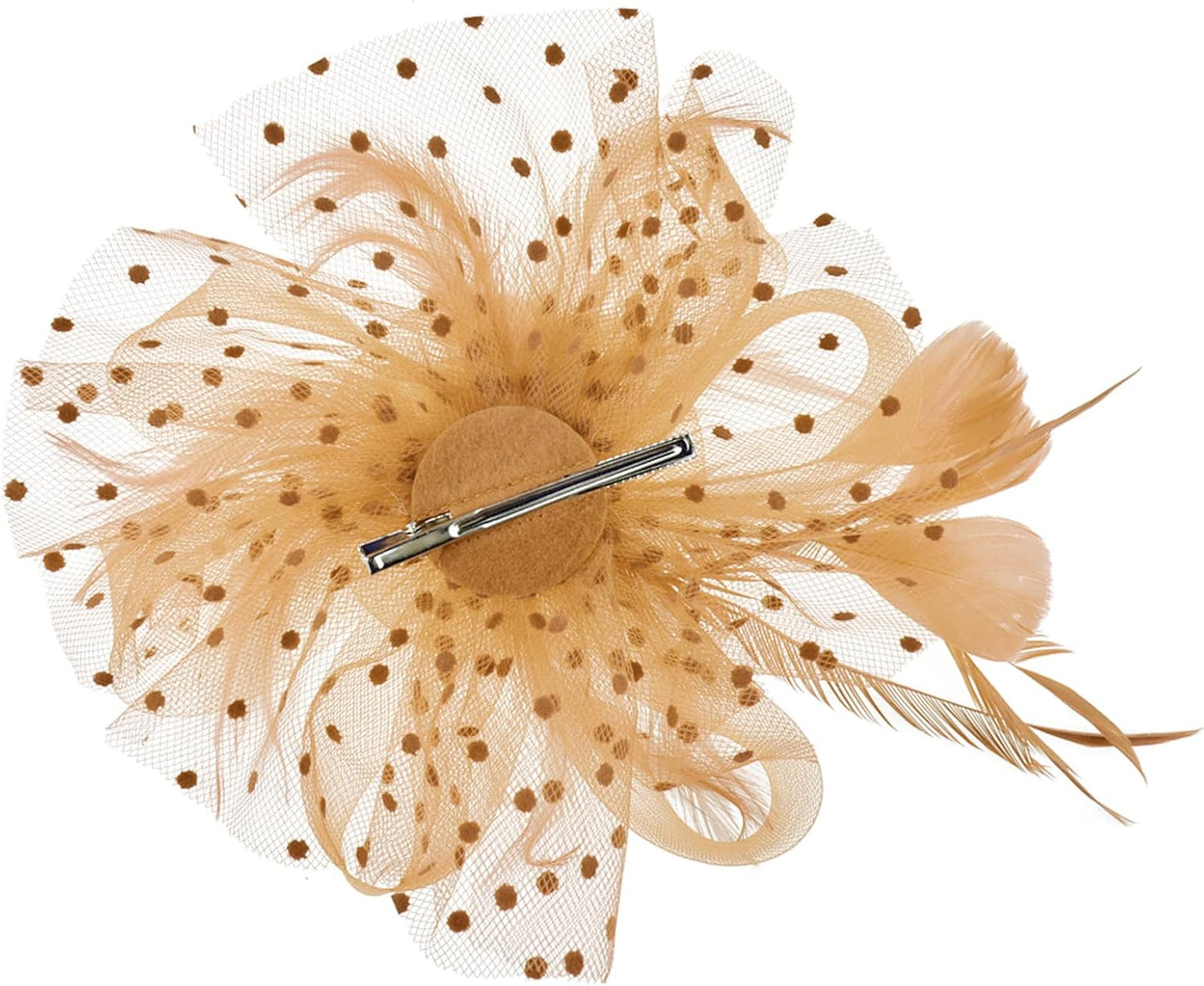 DRESHOW Fascinators Hat Flower Mesh Ribbons Feathers on a Headband and a Clip Tea Party Headwear for Girls and Women - Colors B