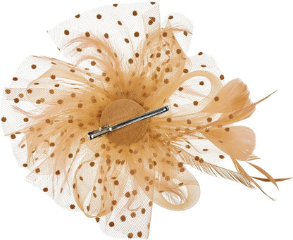 DRESHOW Fascinators Hat Flower Mesh Ribbons Feathers on a Headband and a Clip Tea Party Headwear for Girls and Women - Colors B
