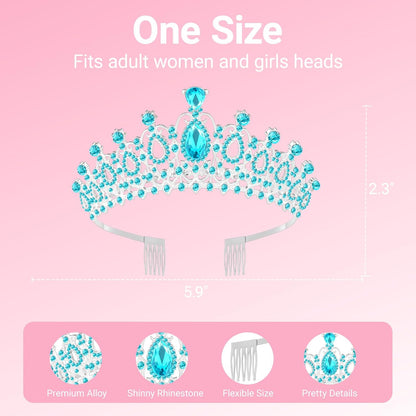 Tiara Crown for Women, Headband Hair Accessories for Birthday Wedding Party Costume Pink