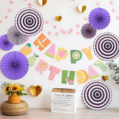 Hocansen 6PCS Paper Fan Garland Paper Fans Party Decorations 8/12/16in Hanging Papers Fans Set Round Papers Fans Pattern Garland for Birthday, Wedding (ZS/Pink)