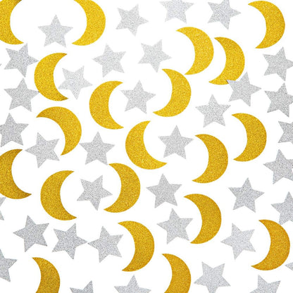 MOWO Glitter Five Stars Confetti Wedding Party Decor and Table Decor, 1.2’’ in Diameter (Glitter Gold,200pc)