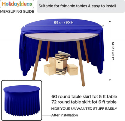 HolidayIdeas 2 Pack Spandex Table Skirt for 6 Ft Rectangle Tables, Black Fitted Stretch Tablecloth 30 x 72 Inch, Wrinkle Resistant Ruffle Design for Wedding Banquets, Trade Shows, Parties