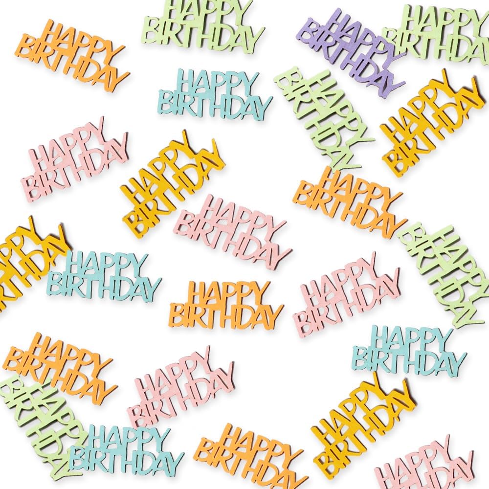 Pink Happy Birthday Confetti - Girl Birthday Party Decorations - Light Pink Glitter Scatters for Baby Girl Party Table Decor Supplies - 100PC