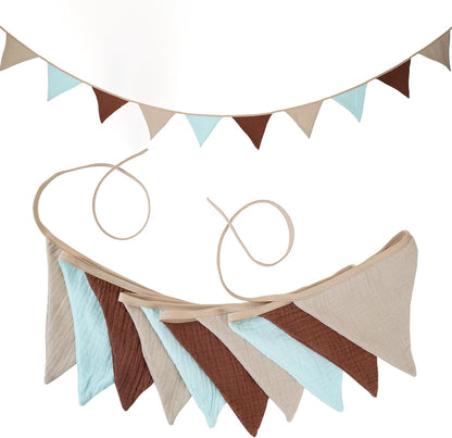 Fabric Bunting Banner, 2 Pack Handmade Neutral String Banner Each 8.5 ft 10 Flags Nursery Wall Hanging Wedding Birthday Home Baby Shower Party Decoration Bunting (Pink Candy)