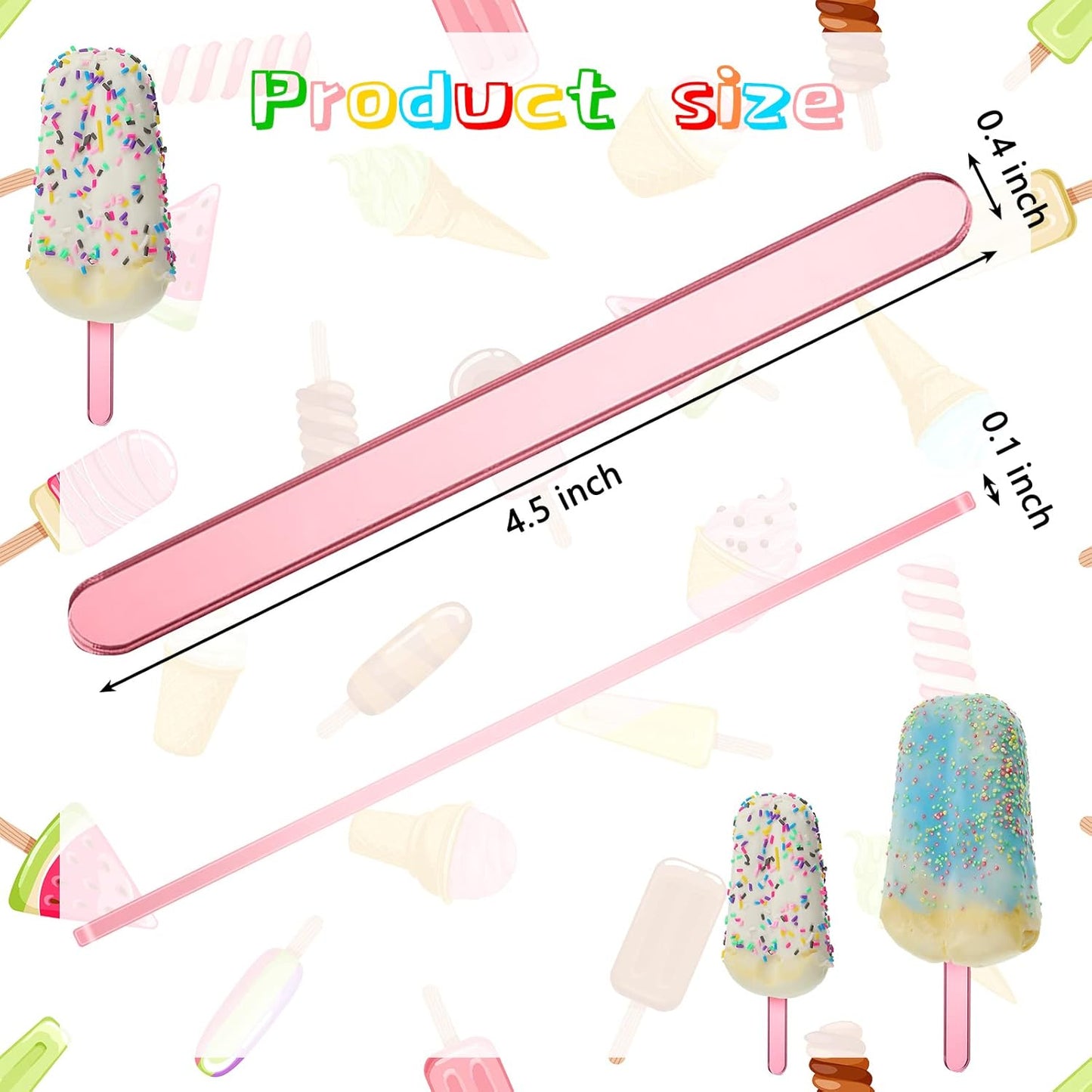 30 Pieces Acrylic Sticks Reusable Cakesicle Cake Pop Mold Mirror Ice Pop Sticks Ice Cream Cakesicle Mold for Home Cake Candy Gifts Party Craft
