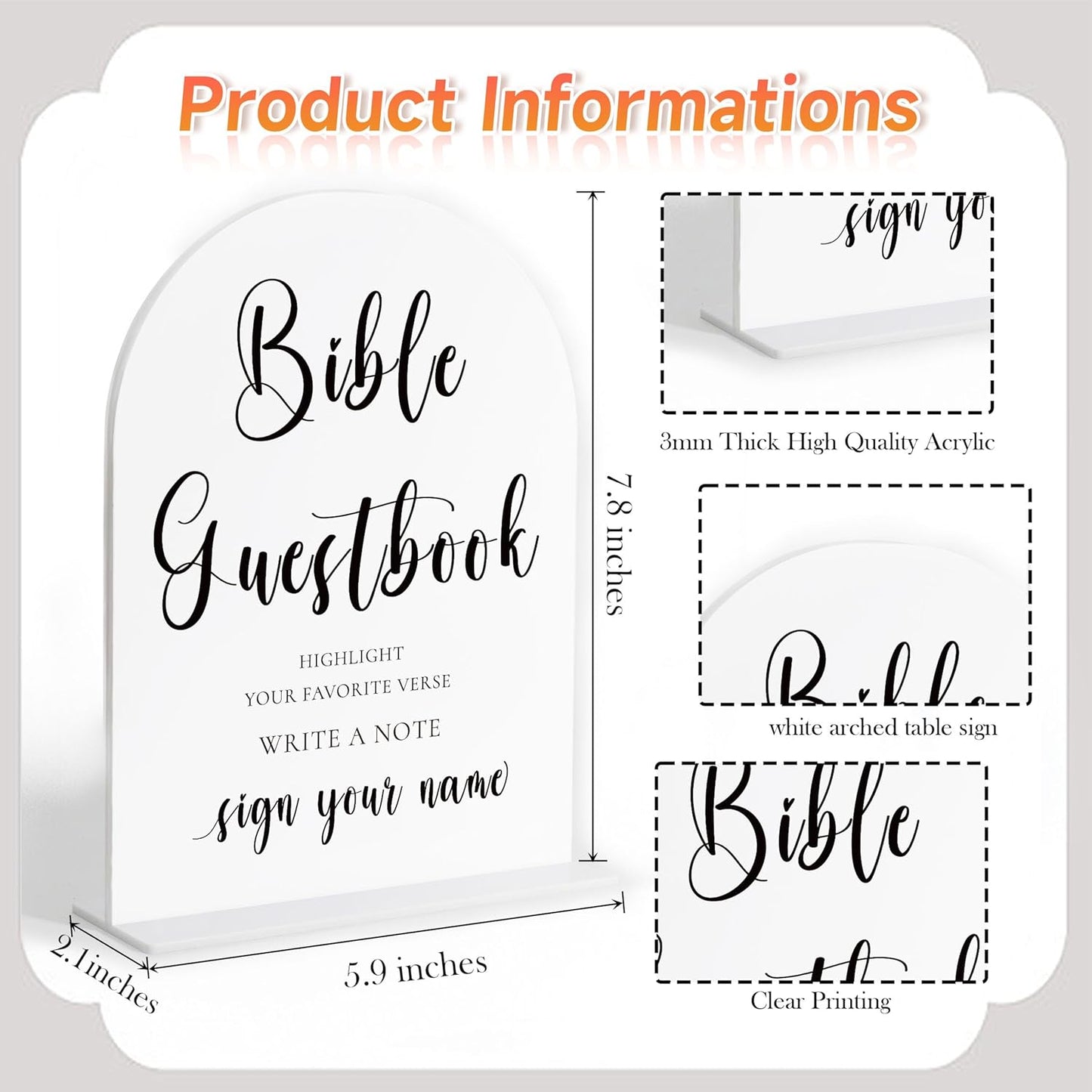 Audio Guest Book Sign, White Arch Acrylic Wedding Sign, Audio Guest Book Wedding Phone, Bridal Shower Decor, Engagement Party Decor, Centerpiece Table Decorations Party for Bride and Groom-14