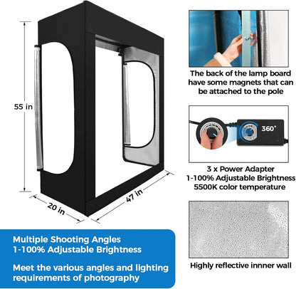 Photo Light Box, 12/16/20/24/32 Inch Photography Light Box with CRI>95 120 Light Beads. Dimmable Shooting Tent Kit with White and Warm Light. 6 Color Backdrops Photo Booth for Studio Products Display