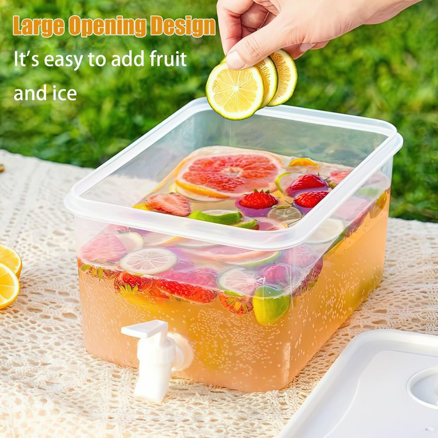 1 Gallon Beverage Drink Dispenser for Fridge, Plastic Beverage Dispenser with Spigot，Juice Container Sealed with Filter Screen，Cold Hot Drink Jug for Christmas Party Supplies (2PCS 1Gallon)