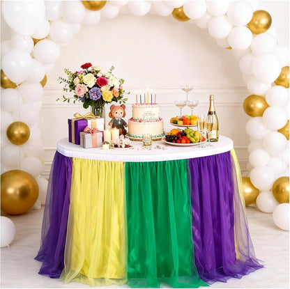 THARAHT Tulle Table Skirt 6FT 180CM Long for Rectangle Tables Round Tables Ruffle Desk Skirt for Princess Girls Birthday Party Cake Dessert Decorations Table Skirt
