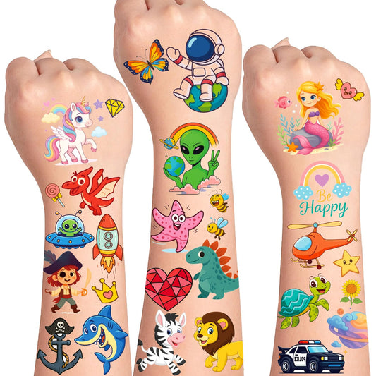 Glow In The Dark Temporary Tattoos for Kids, 350 Mixed Styles, Goodie Bags Stuffers for Kids, Glow In The Dark Party Supplies, Include Animal, Car, Dinosaur, Alien, Ocean, Space, Mermaid, Unicorn, etc