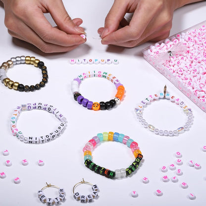 1000Pcs Glow Letter Beads Acrylic Alphabet Bead Glow in The Dark, 4x7 mm Round Beads for Friendship Bracelets and DIY Crafts