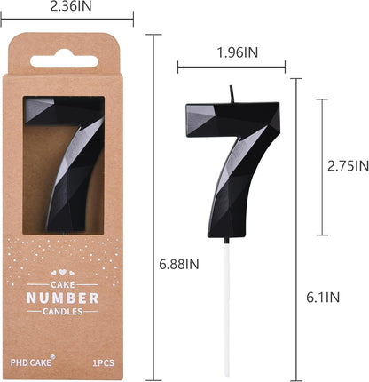 PHD CAKE 2.76 Inch Crystal Black 9 Number Birthday Candles, Black Number Candles, Cake Number Candles, Party Celebration