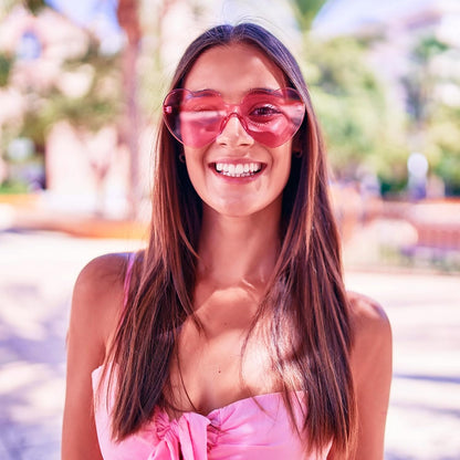 Matcheck 16 Heart Shaped Rimless Sunglasses Transparent Candy Colored Glasses Frameless Party Eyewear for Women