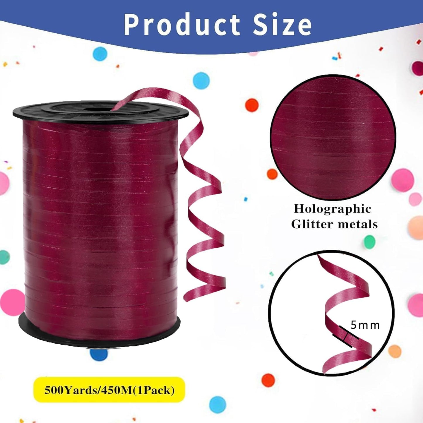 500 Yard Premium Burgundy Curling Ribbon,Curling Ribbon for Gift Wrapping Balloon for Party Birthday Wedding Decoration,Holiday Decorations Art Crafts, Florist Flower