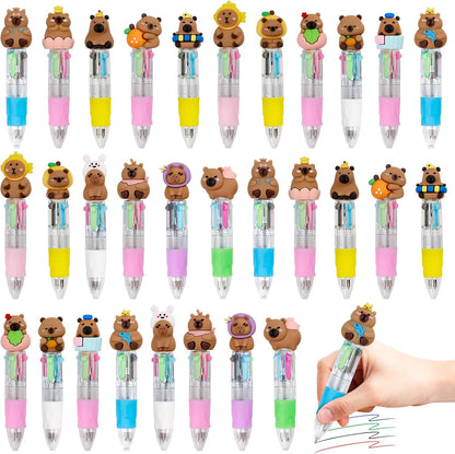 CZWZ 20Pcs Mini Multicolor Pens in One 4-in-1 Cute Pens Bulk for Kids, Fun Kawaii Ballpoint Pens for Birthdays and Children's Party Favors Gifts Teacher School Supplies