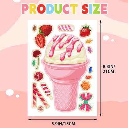 24 Sheets Cupcake Make a Face Sticker Sheets for Kids Todders Activities, Make Your Own Stickers for Kids Birthday Party Favor Supplies Craft