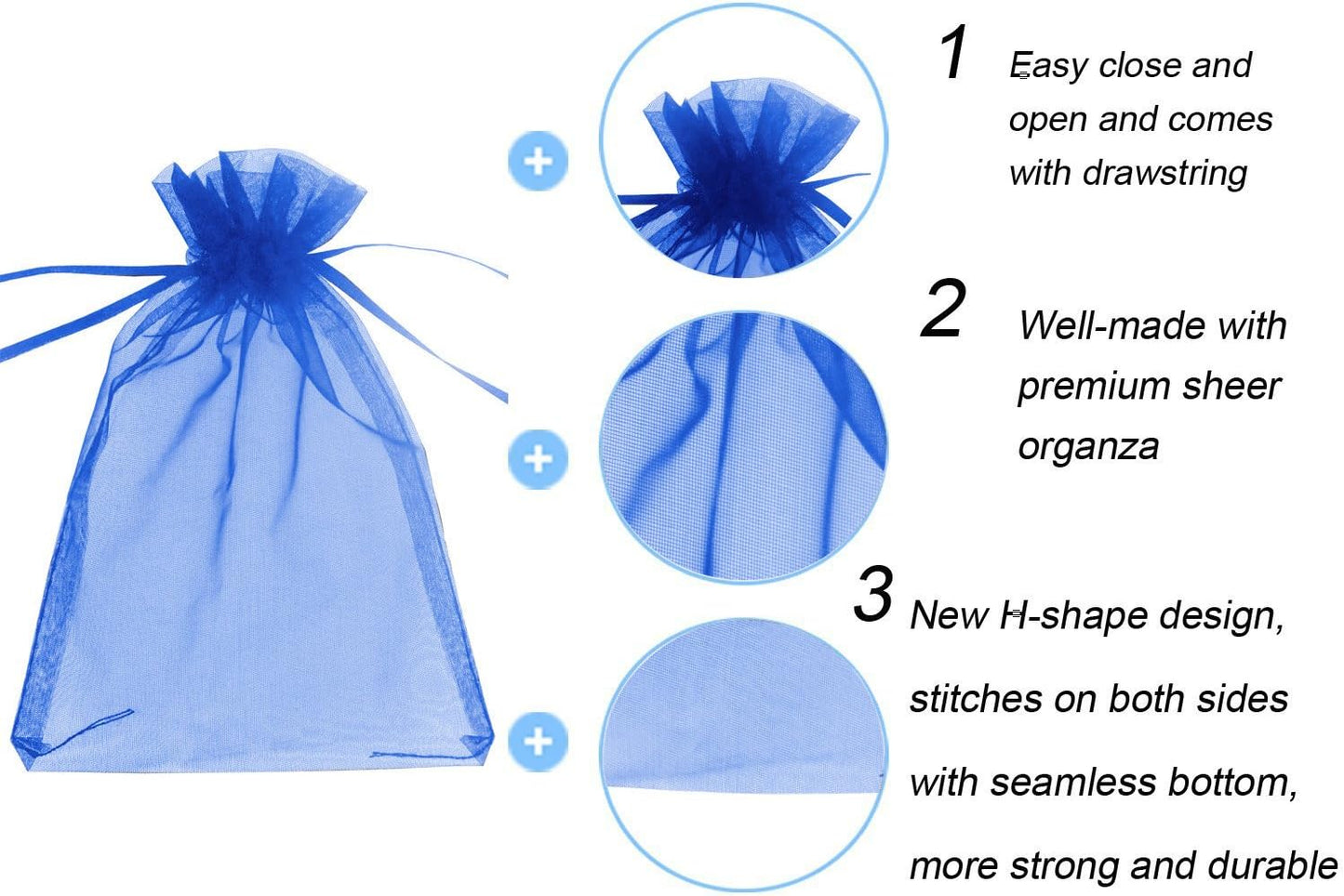 Wudygirl 100pcs 5X7 Inches White Organza Bags Christmas Drawstring Pouches Party Wedding Favor Bags Goodie bags(White 5x7)