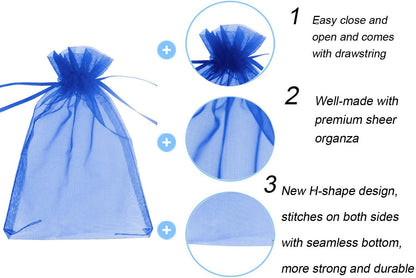 Wudygirl 100pcs 5X7 Inches White Organza Bags Christmas Drawstring Pouches Party Wedding Favor Bags Goodie bags(White 5x7)