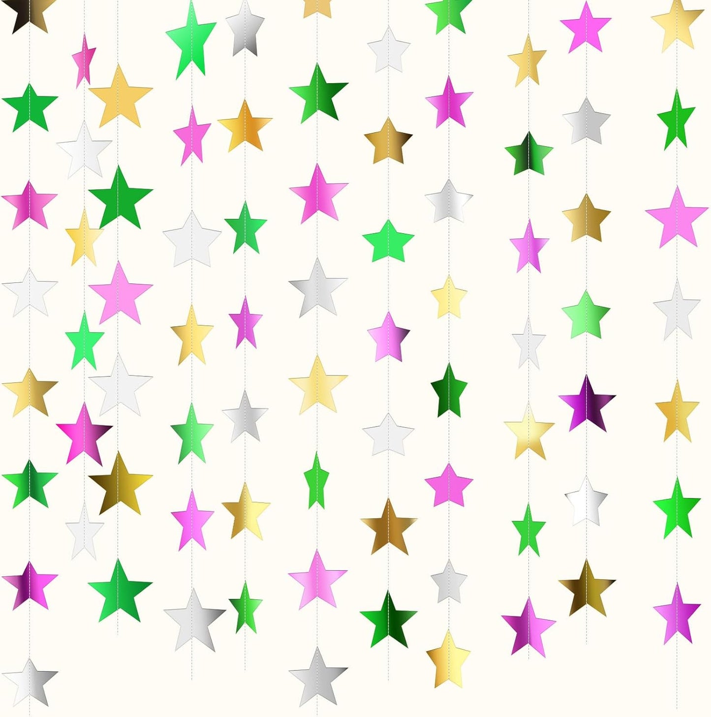 Patelai Glitter Star Garland Banner 2026 Graduation Decor 130 Feet Star Hanging Banner Twinkle Backdrop for Party Birthday Classroom Wedding Supplies(Gold)
