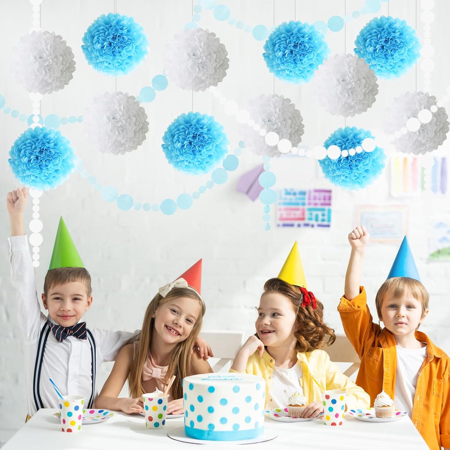 Pastel Tissue Paper Pom Poms Colorful Easter Macaron Kids Birthday Wedding Shower Tissue Flower Hanging Party Supplies(12pcs)