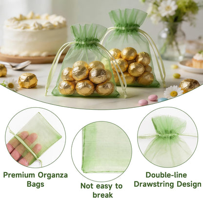 joycraft 50Pcs Organza Bags, 2x3 inch Gift Favor Bags, White Wedding Favor Bags, Jewelry Pouches with Drawstring, Mesh Bags Drawstring for Jewelry, Festival, Makeup, Candy, Desserts