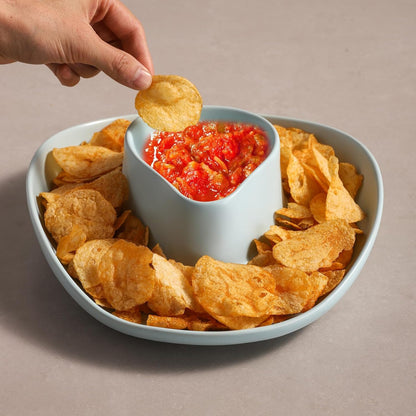 Chip and Dip Serving Set Bowl Cowboy Hat Chips and Salsa Serving Dish.10.6 x 11.6 x 3.5 in White