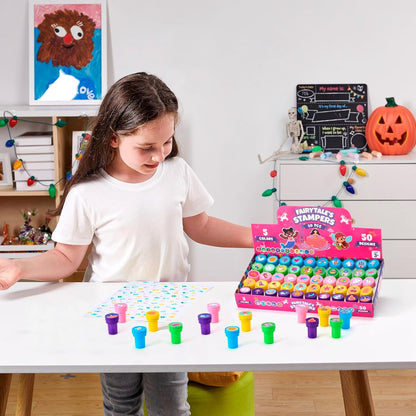 JOYIN 50 Pcs Assorted Stamps for Kids - Self-Ink Stamps with 50 Designs for Birthday Party Favor, Carnival Prizes, School Stampers, Goodie Bag, Classroom Treasure Box Toys (Zoo, Holiday Stampers)
