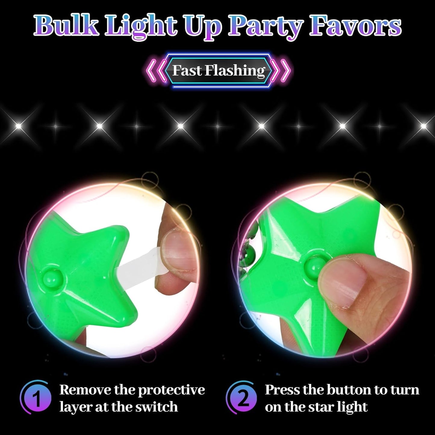 16 Pack Light Up Necklaces Flashing Star Bead Necklaces Glow In The Dark Party Supplies for Weddings Birthday Valentines Mardi Gras July 4th Halloween Christmas
