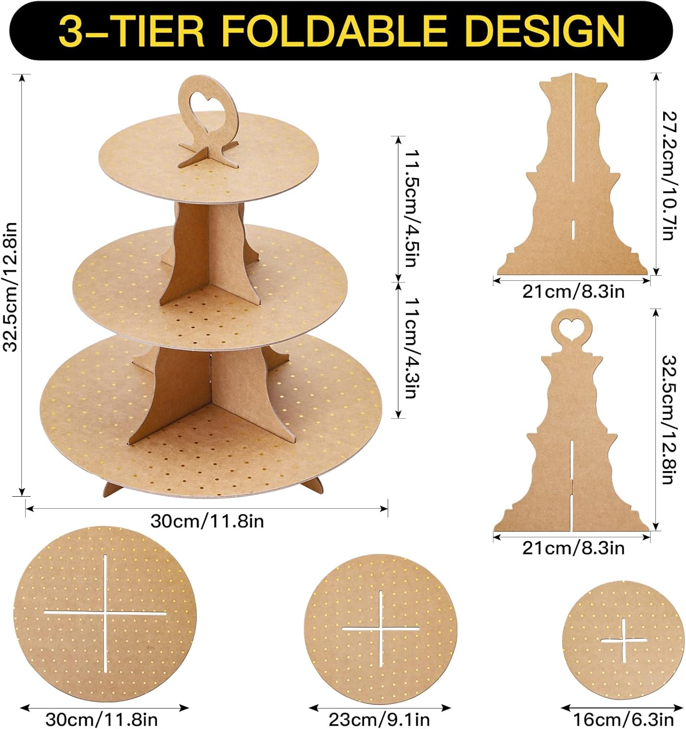 Soleebee 3-Tier Round Cupcake Stand, Cardboard Cupcake Tower, Dessert Cup Cake Stand Tower for Birthday Wedding Party Decoration, Cupcake Tier Stand 1 Set (Hot Pink)