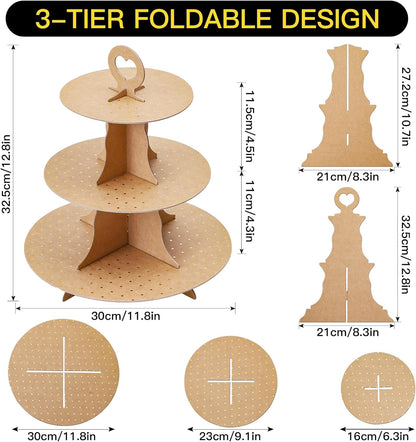 Soleebee 3-Tier Round Cupcake Stand, Cardboard Cupcake Tower, Dessert Cup Cake Stand Tower for Birthday Wedding Party Decoration, Cupcake Tier Stand 1 Set (Hot Pink)