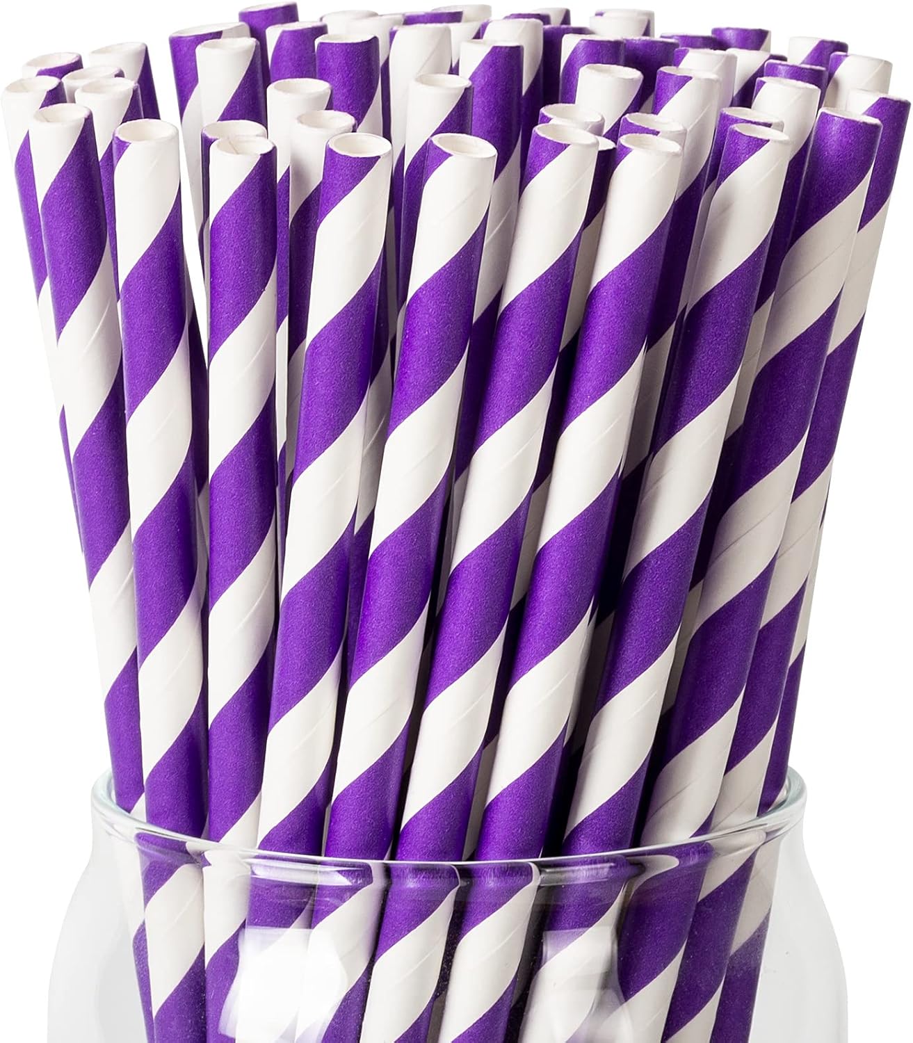 PakTalk 100 Pack Red Straws, Disposable Red and White Biodegradable Paper Striped Straws for Cocktail, Milkshake, Coffee, Lemonade (0.24" x 7.75")