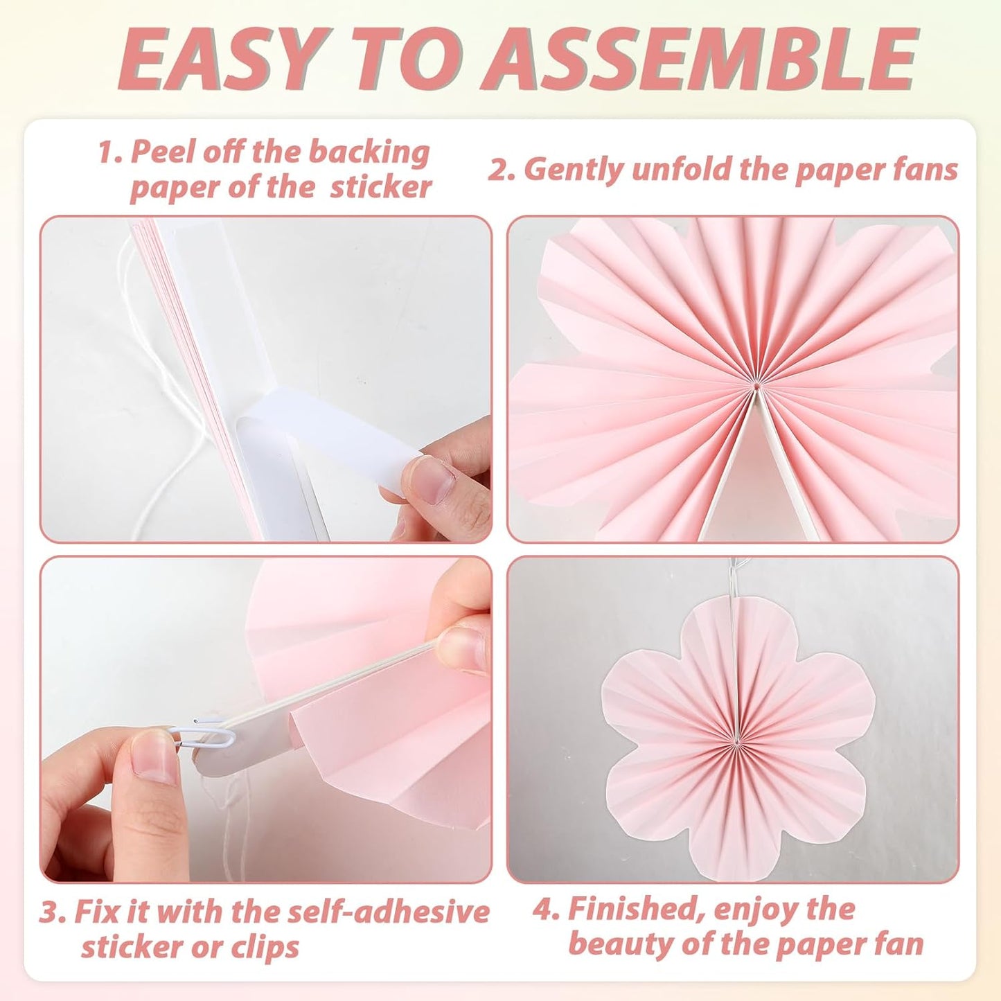 Justforjoyful 9PCS Pastel Paper Flowers Decorations Pastel Paper Fans Floral Backdrop Decor 3D Tissue Flowers Decorations for Classroom Wall Room Bulletin Board Birthday Supplies
