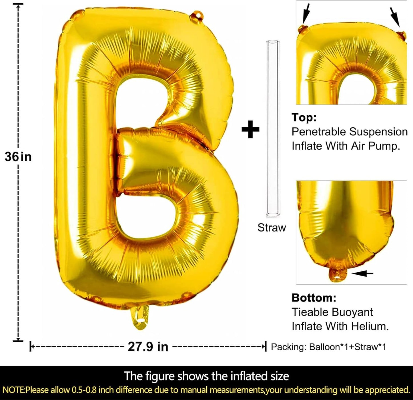 Lovoir 40 Inch Large Gold Letter A Balloons Big Size Jumbo Mylar Foil Helium Balloon for Birthday Party Celebration Decorations Alphabet Gold A