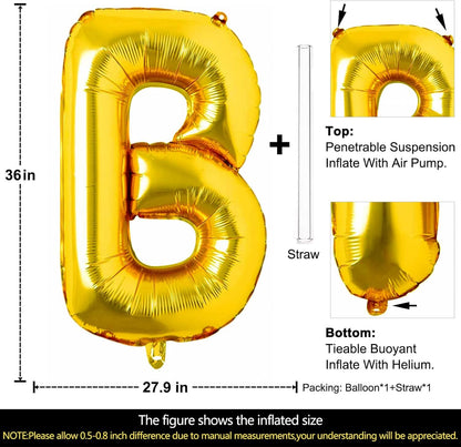 Lovoir 40 Inch Large Gold Letter A Balloons Big Size Jumbo Mylar Foil Helium Balloon for Birthday Party Celebration Decorations Alphabet Gold A