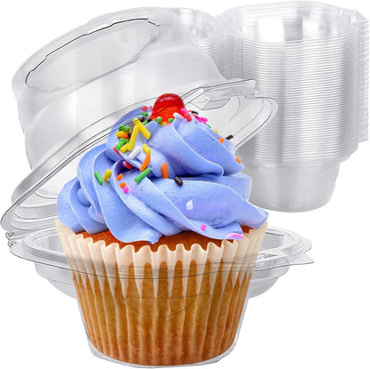 2 Cavity Cupcake Boxes-Stackable Regular Cupcake Carrier Holder, Thicker Clear Cupcake Boxes, Non-slip High Topping Cupcake Containers for Cupcakes, Muffins (50)