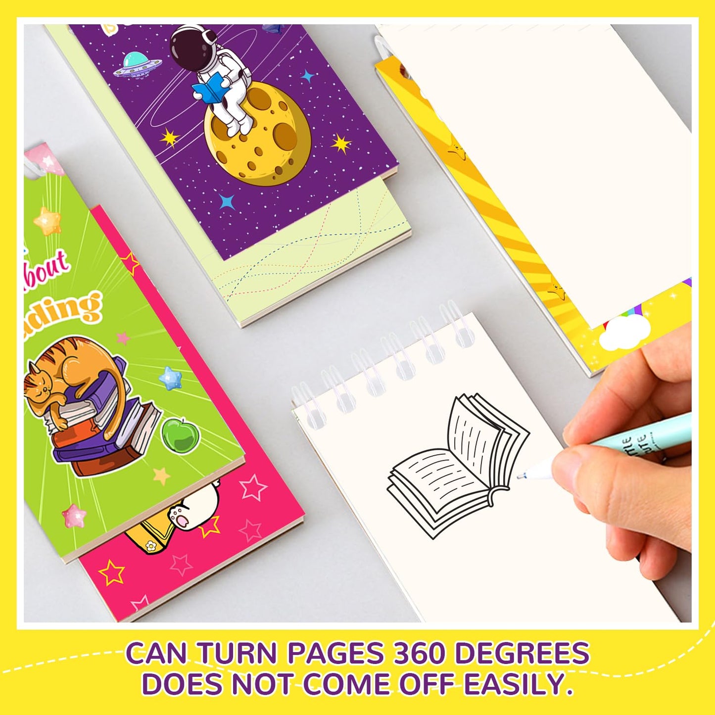 YYMYMGJ 24 Pcs Reading Book Mini Spiral Notebooks Love to Read Pocket Notepads Journal Memo Pads for Reading Book Birthday Party Favors Gifts Goodie Bag Office School Classroom Rewards