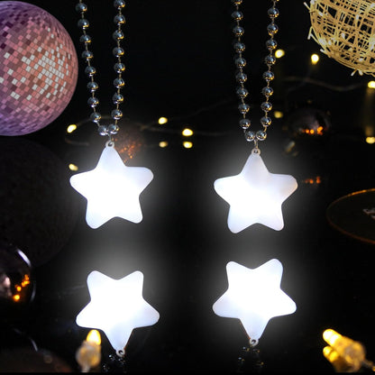16 Pack Light Up Necklaces Flashing Star Bead Necklaces Glow In The Dark Party Supplies for Weddings Birthday Valentines Mardi Gras July 4th Halloween Christmas