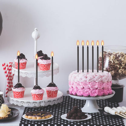 BEAN LIEVE 24-Count Birthday Candles - Long Thin Cake Candles Slow Burning Candles for Birthday, Wedding, Lucky Party Decoration (Champagne Gold)