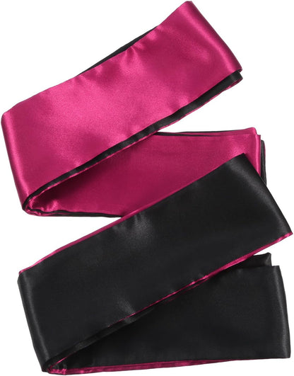 Hestya 2 Pack Sleeping Mask Satin Eye Mask (Black Red) Blindfold, 150 cm