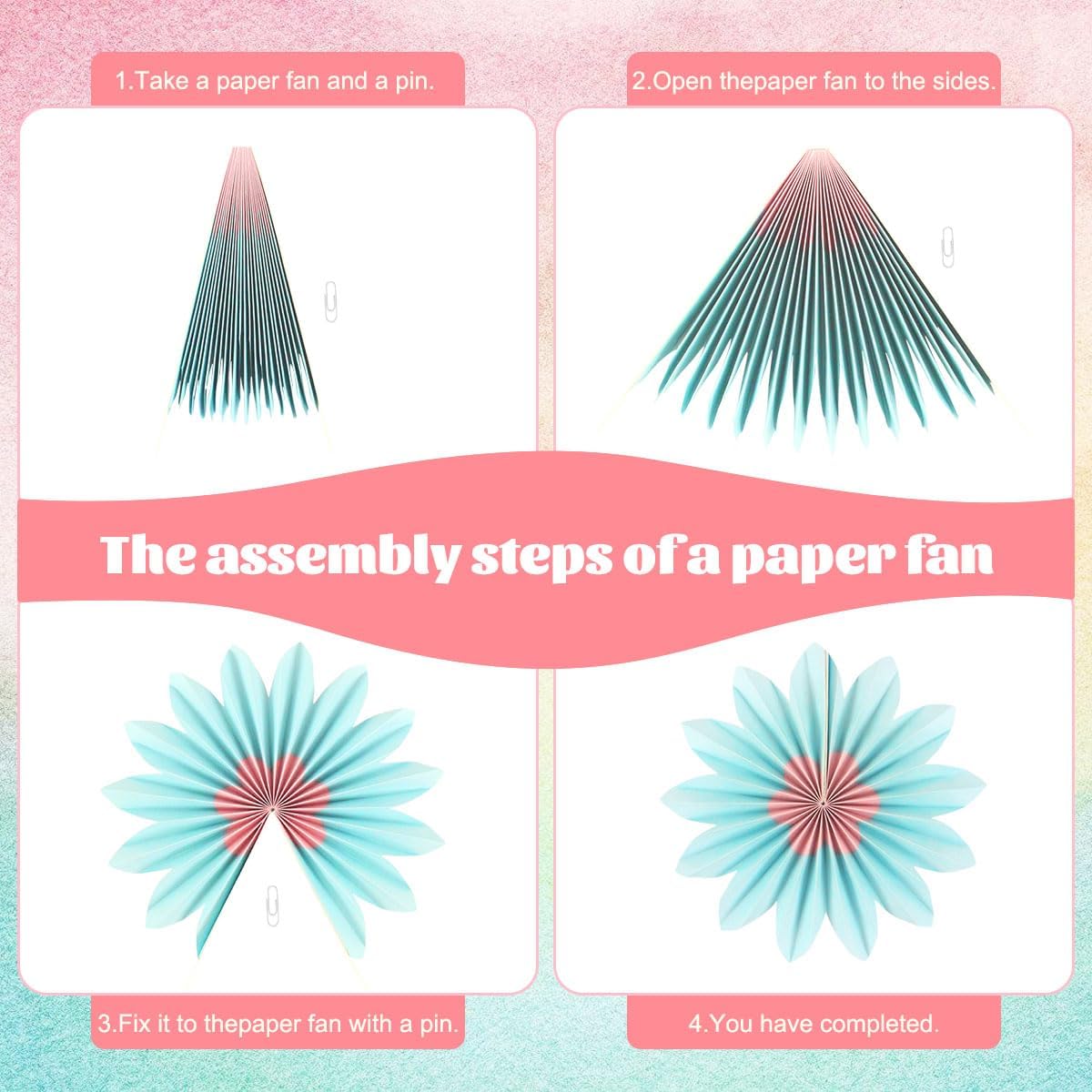 Party Hanging Paper Fans Decoration Set for Wedding Birthday Party Mother's Day Round Events Accessories Set of 8